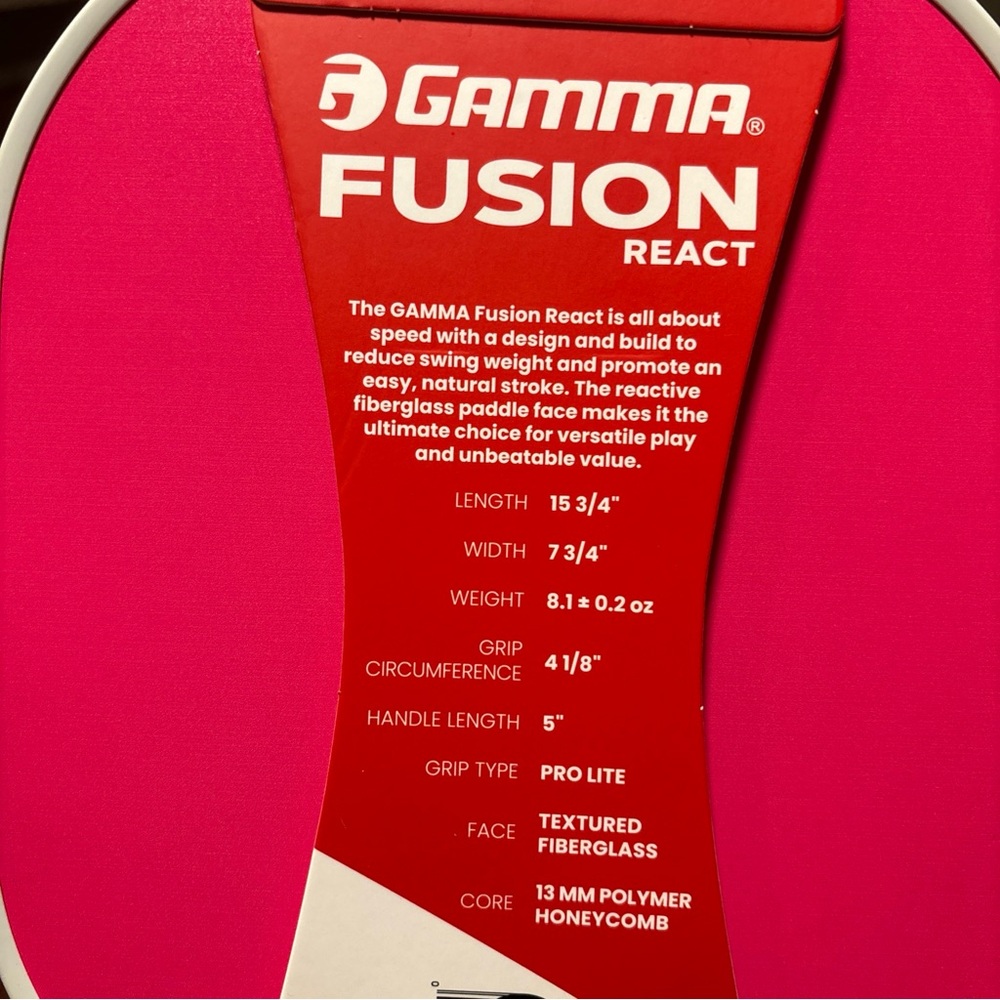 Gamma Fusion React Pickleball Paddle - Picture 3 of 9